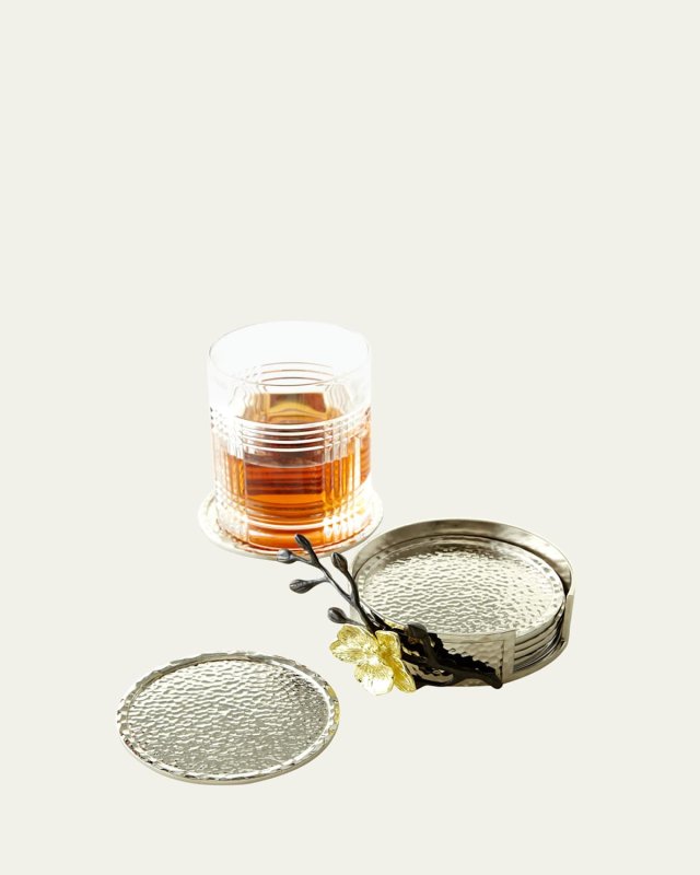 Gold Orchid Coasters, 6-Piece Set